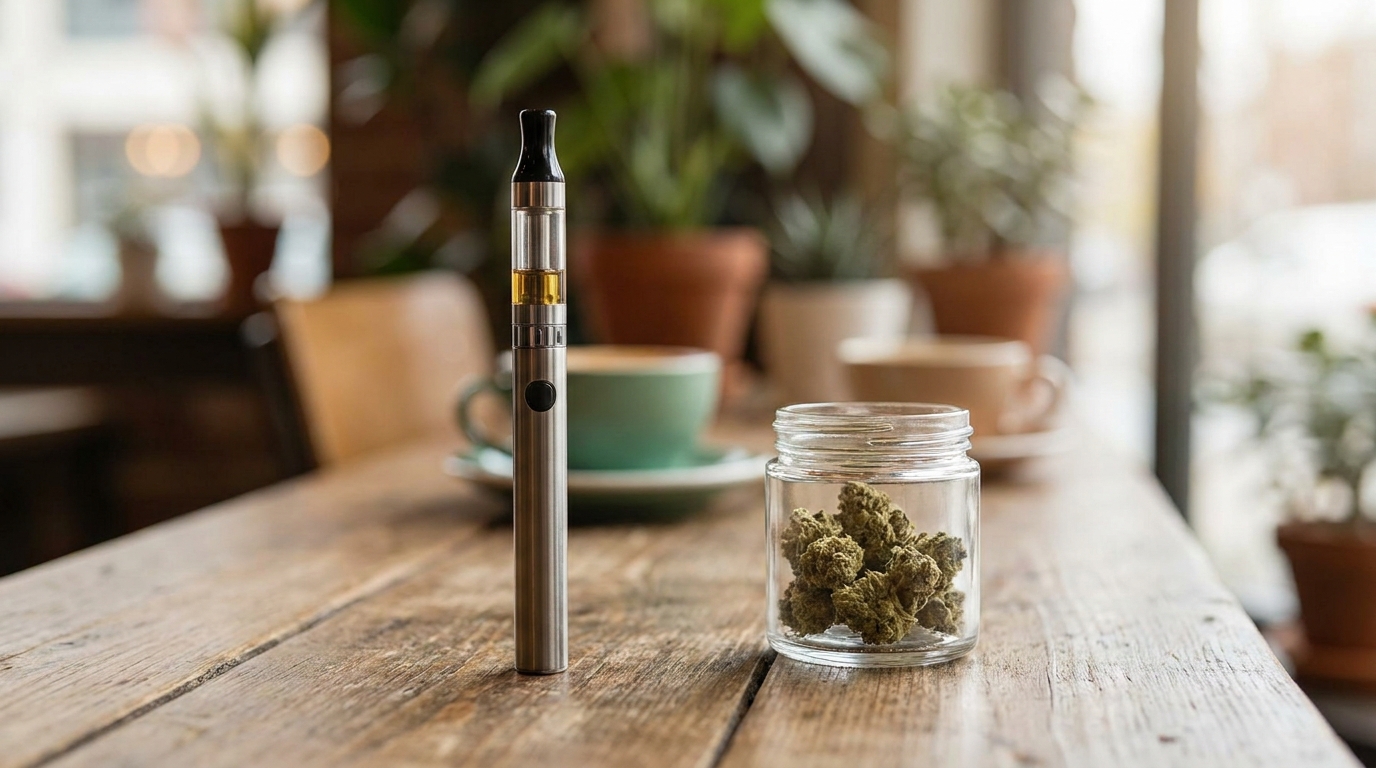 vaper thc — plan d'ouverture éditorial, sujet net au premier plan
