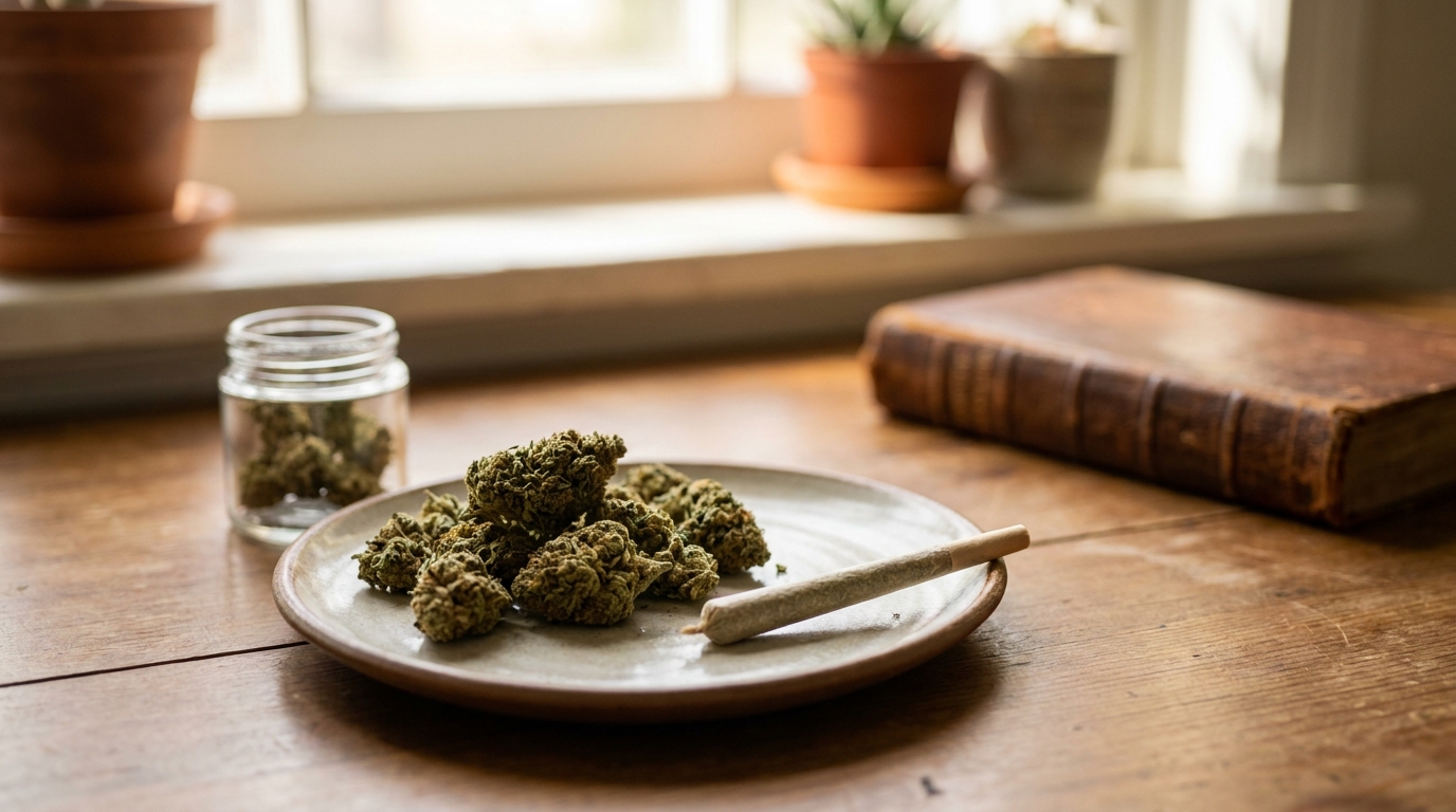 Primer plano de flor de CBD para fumar