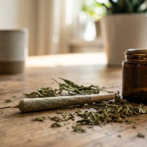 Primer plano de un porro liado con su boquilla
