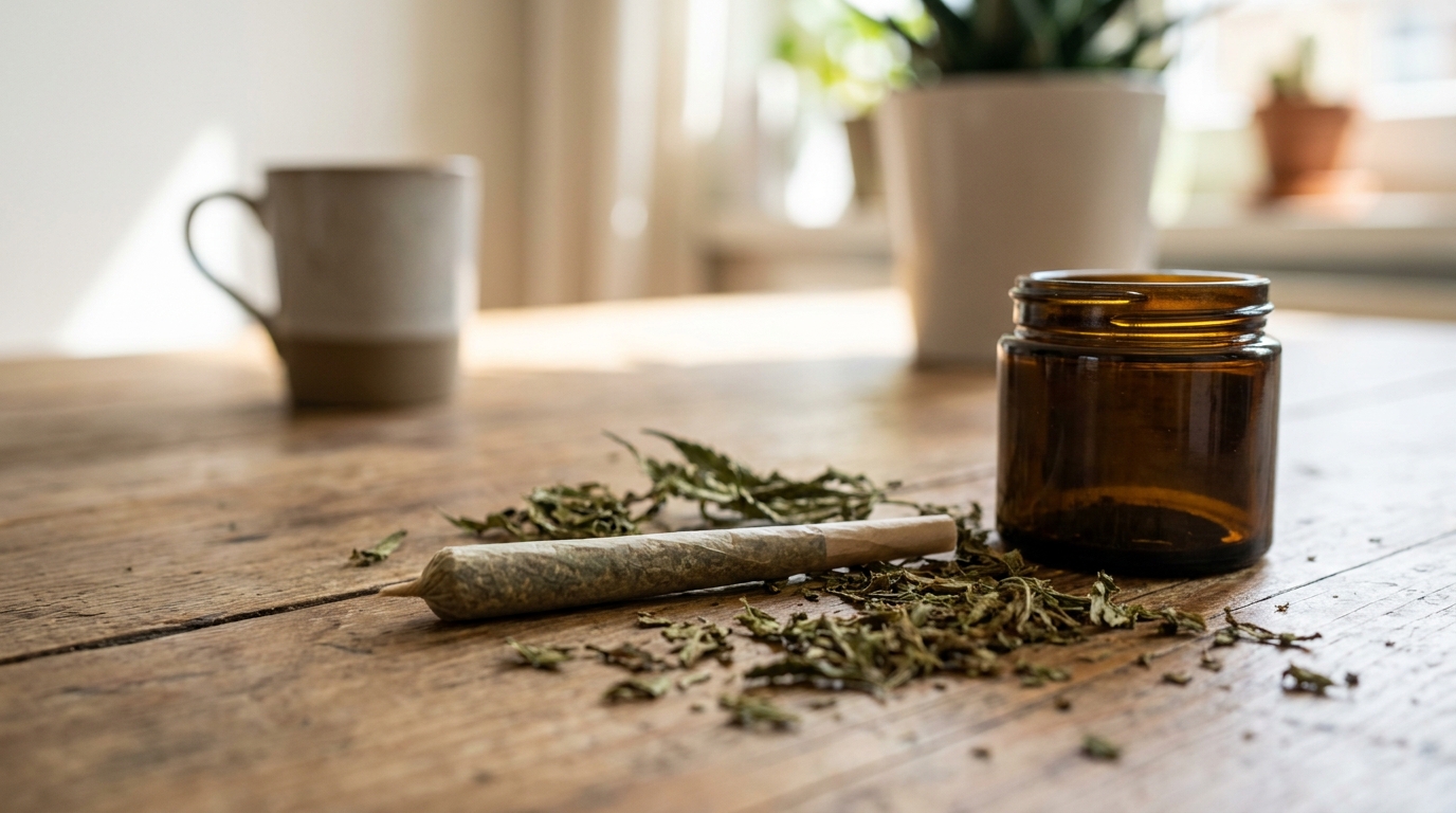 Primer plano de un porro liado con su boquilla