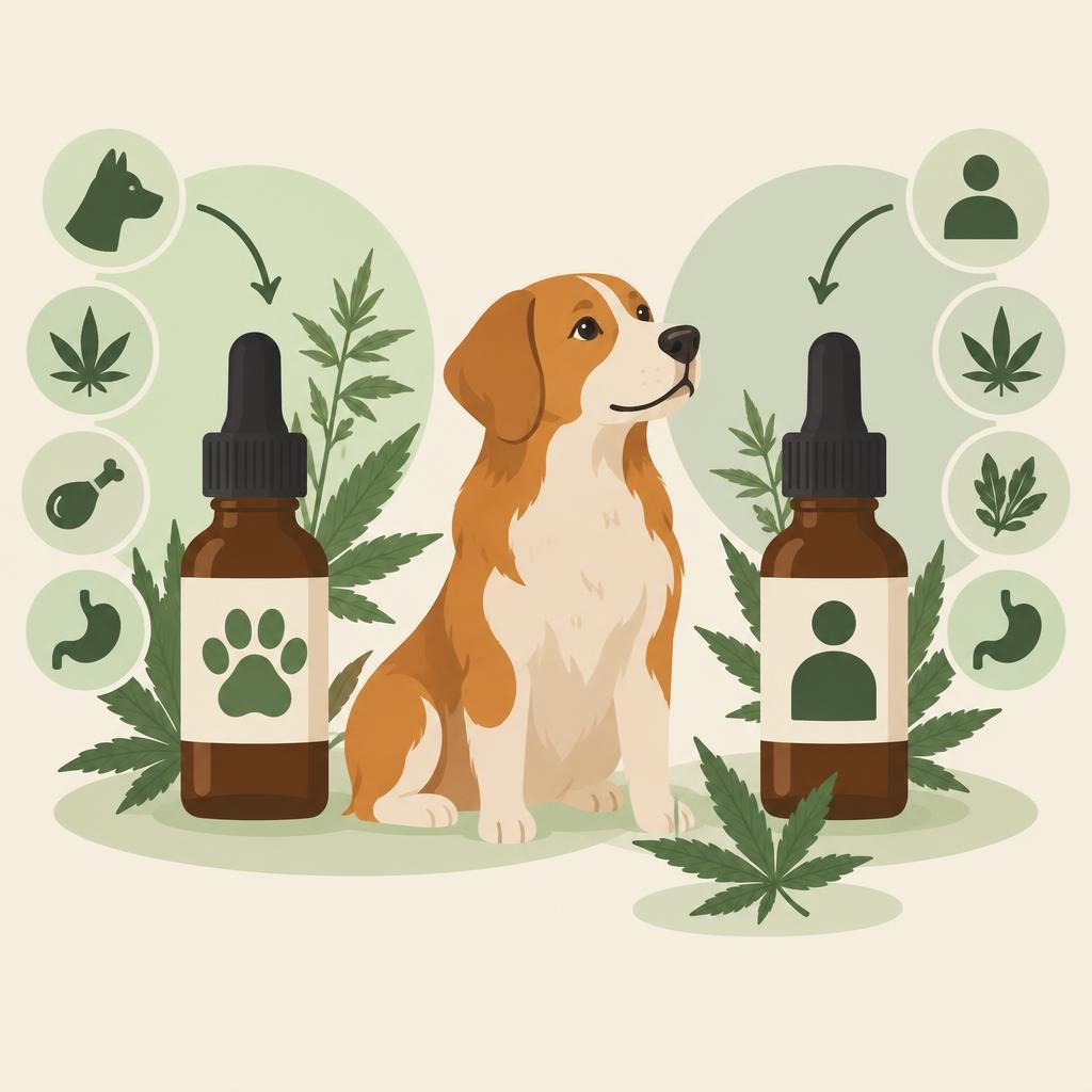 Aceite cbd perros: dibujo plano con motivos vegetales — ¿Qué es un aceite de CBD para perros y en qué se diferencia del tuyo?