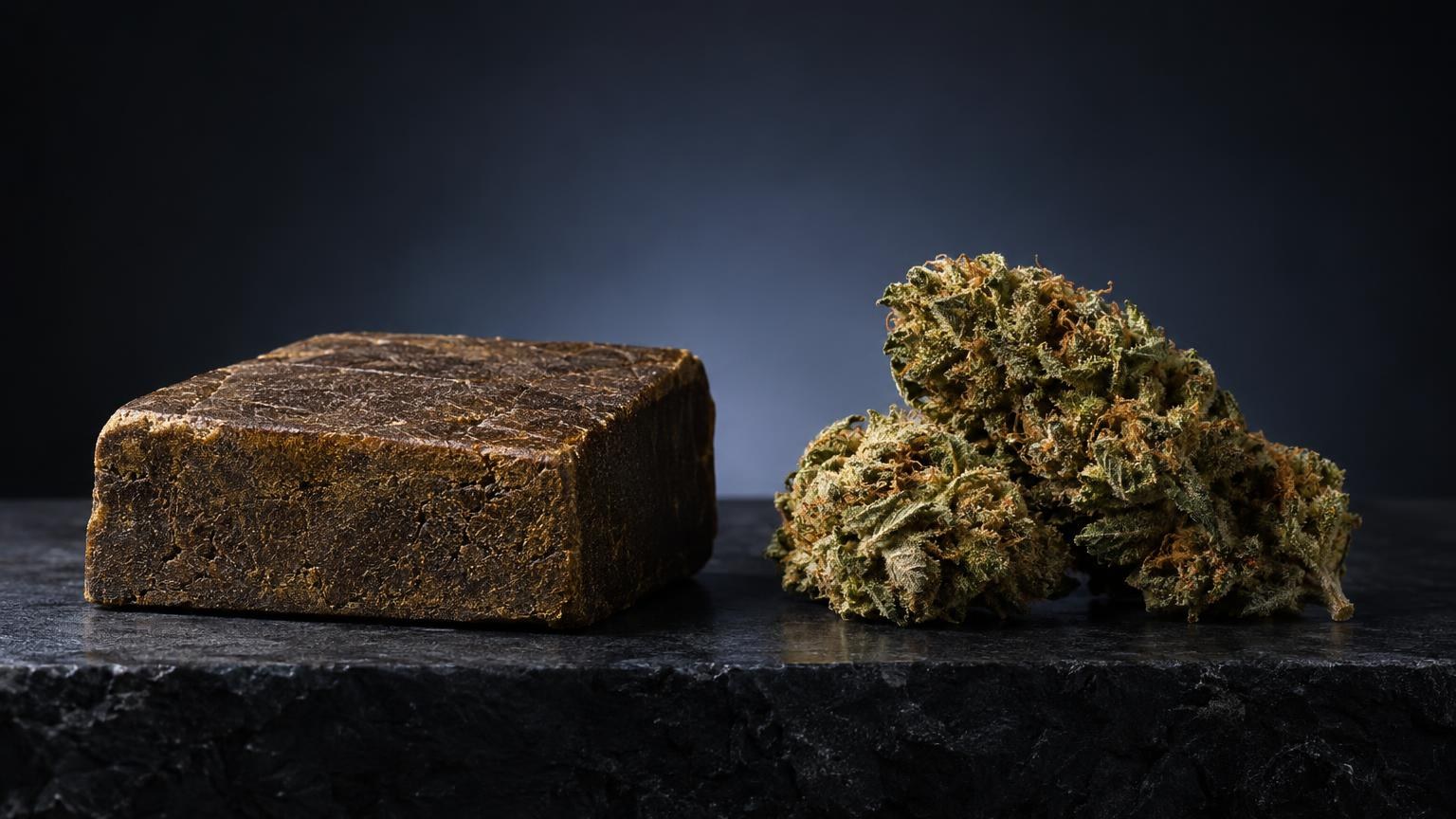 Primer plano con luz natural sobre Diferencia entre hachís y marihuana