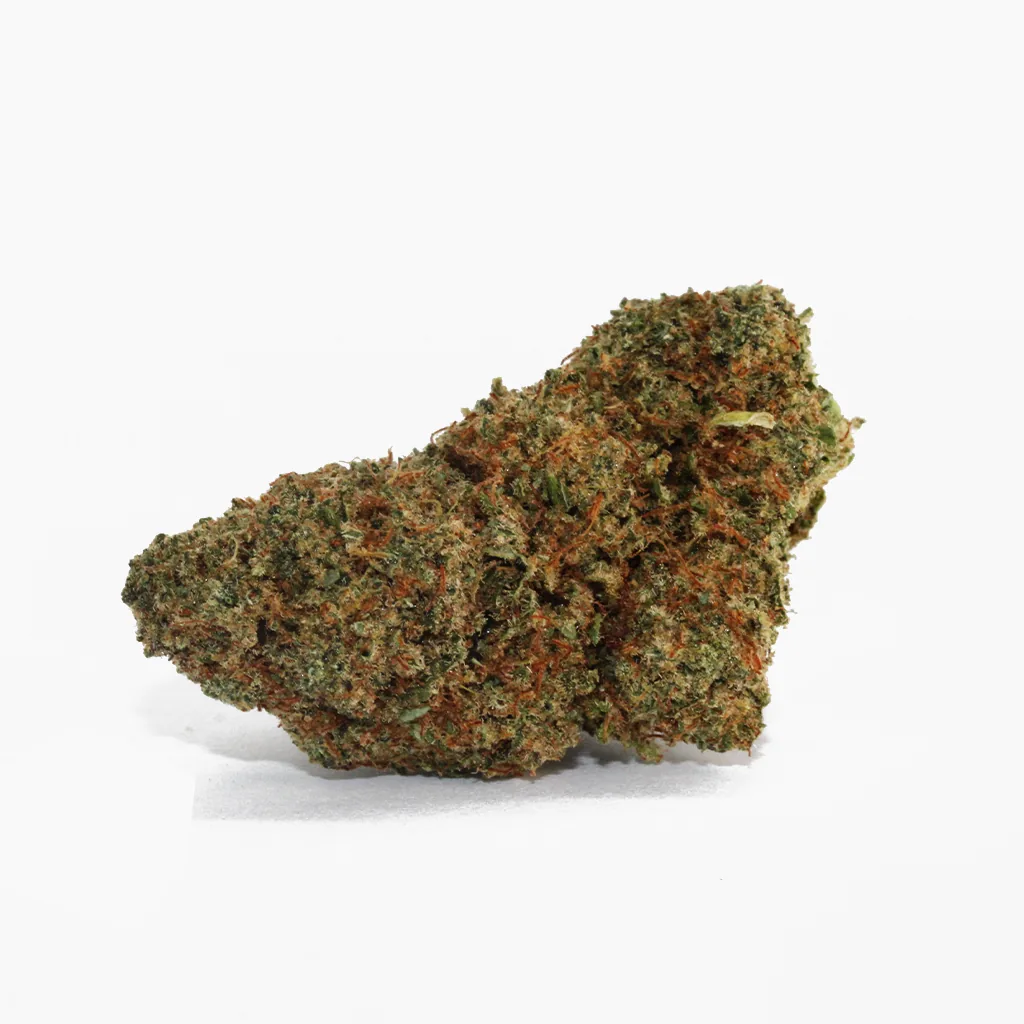Plutonium CBD – flor de CBD compacta con pistilos anaranjados