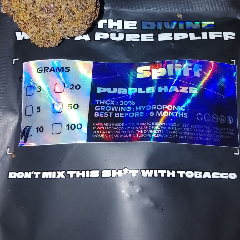 Click to view full screen Opinión de cliente Purple Haze - 25% THCX con foto - Spliff